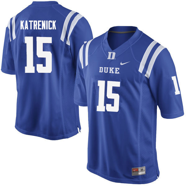 Men #15 Chris Katrenick Duke Blue Devils College Football Jerseys Sale-Blue